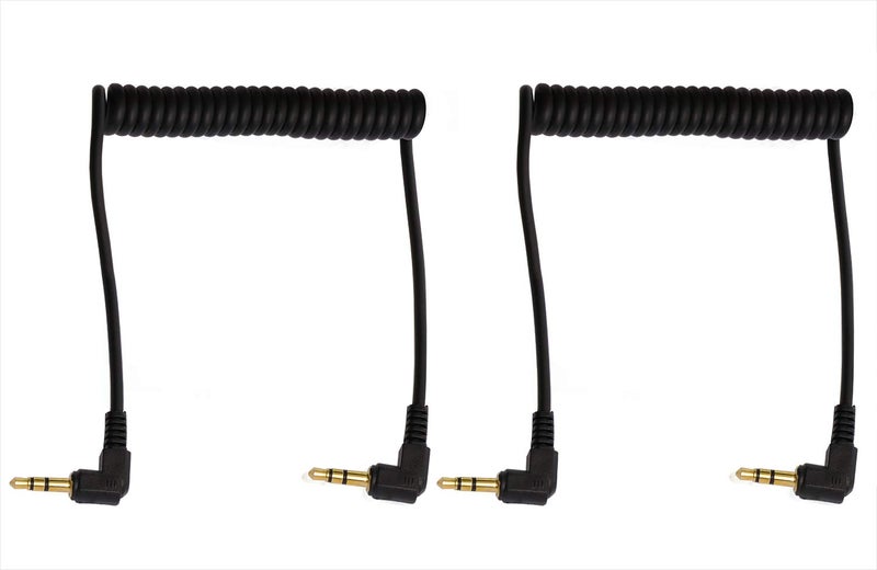 Mini Skater 3.5mm Coiled Audio Cable 90 Degree Male to Male Headphone Cable Stereo Aux Audio Extension Coiled Cord,2PCS - Image 1